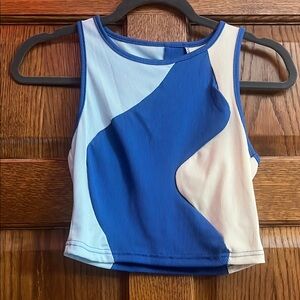 SHEIN Blue and White Colorblock Top